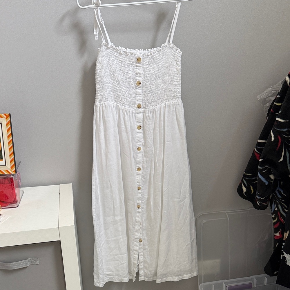 GAP White Smocked Bodice Dress